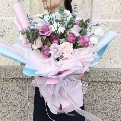 Factory wholesale dropshipping floral bouquet flower wrapping organza Korean checkered hollow grid flower wrapping mesh