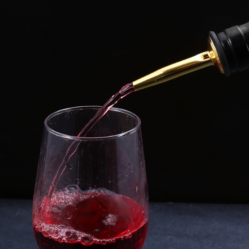 A prueba de fugas transpirable de acero inoxidable vertedor de vino tapón de botella de vino con tapa tapón de botella de aceite separador de vino tapón de botella de boca de vino en stock al por mayor