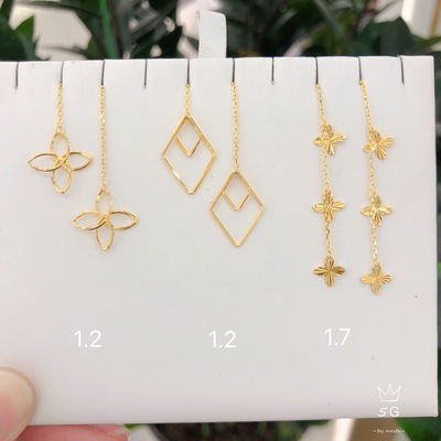 Sufficient gold 999 gold Hollow Clover tassels Earrings birthday Family Friend Manufactor Direct selling One piece On behalf of