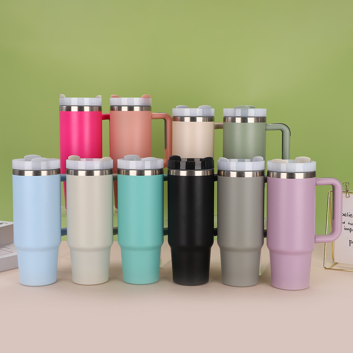 Customised Vacuum Insulated Travel Mug With Straw And Handle_voghion.com
