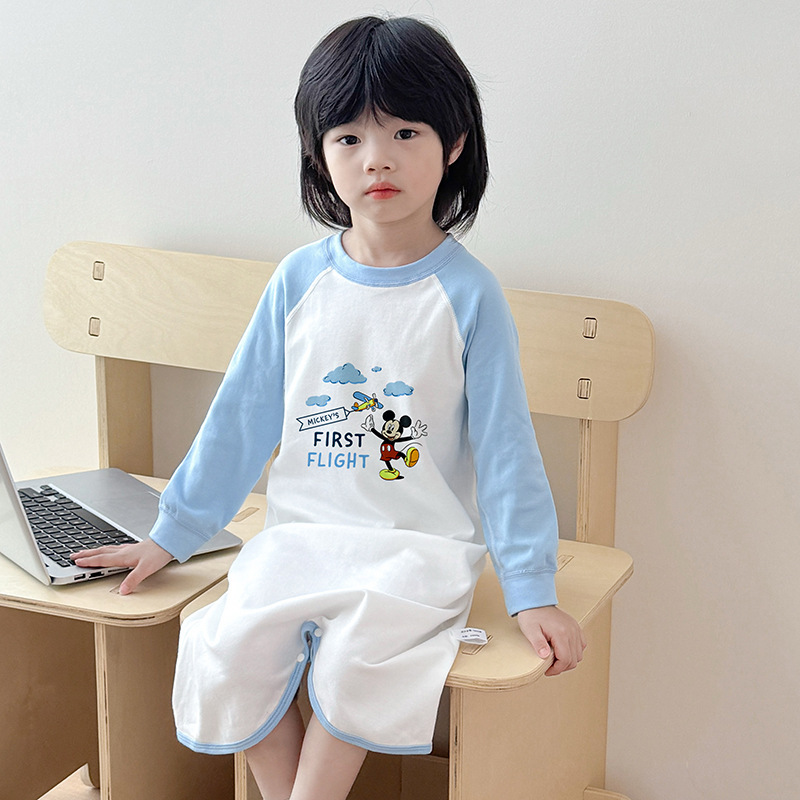 Spring and Autumn Style Baby Pajamas, Pure Cotton Long-Sleeved Anti-Kick Quilt, Children's Sleeping Bag, Suitable for All Seasons, Home Use