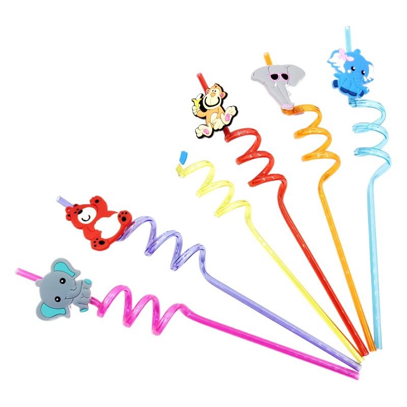 Cross-border PVC bar fiesta paja al por mayor forma creativa paja niños dibujos animados saludable juguete de paja de plástico