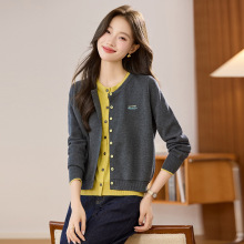 潮流假两件外套女开衫2025新款春秋季针织衫外搭上衣漂亮减龄毛衣