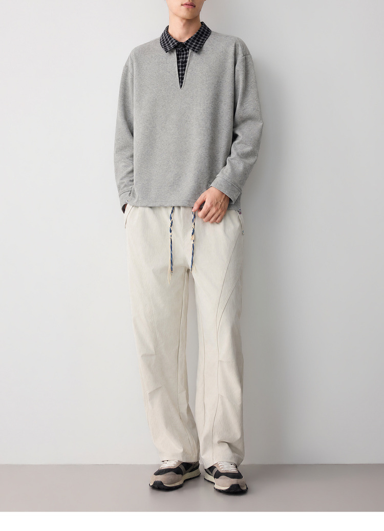 Áo hoodie nam nỉ hai lớp cổ lạnh kiểu giả hai lớp — đen chi tiết 25