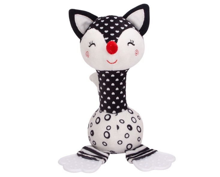 Baby teether hand rattle 0-1 years old baby early education toys black and white hand-held baby rattle