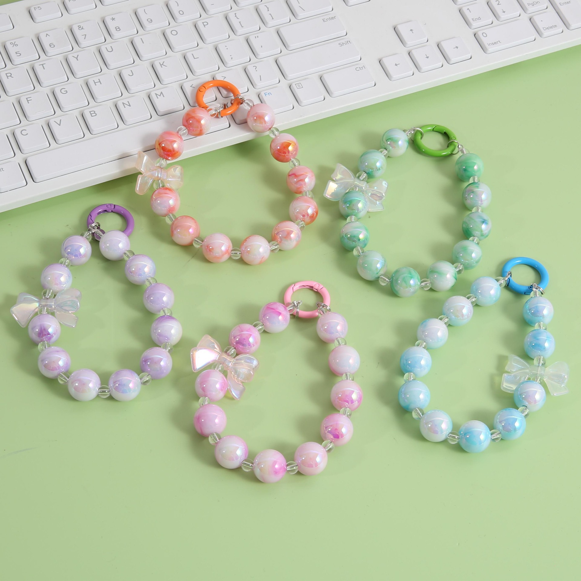 Arco del grano de la cadena de bricolaje teléfono móvil Shell cadena hecha a mano con cuentas arco teléfono móvil cadena adornos decorativos adornos