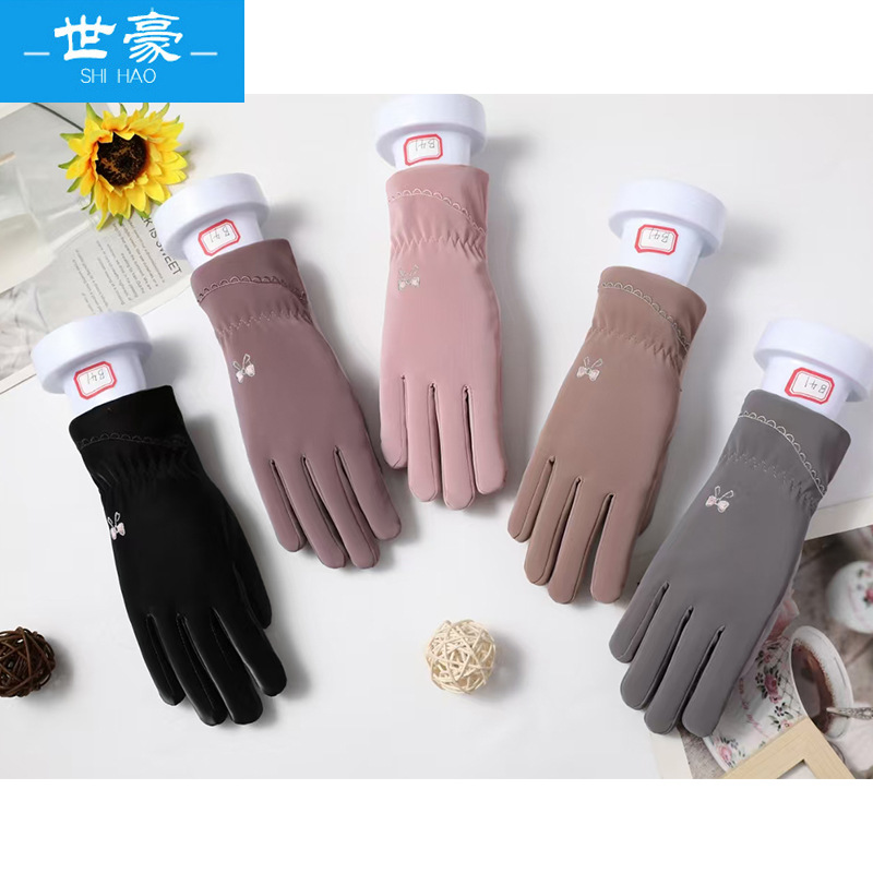 Guantes de invierno para mujer forrados de lana engrosada estudiante cálido resistente al frío pantalla táctil conducción guantes de coche eléctrico al por mayor