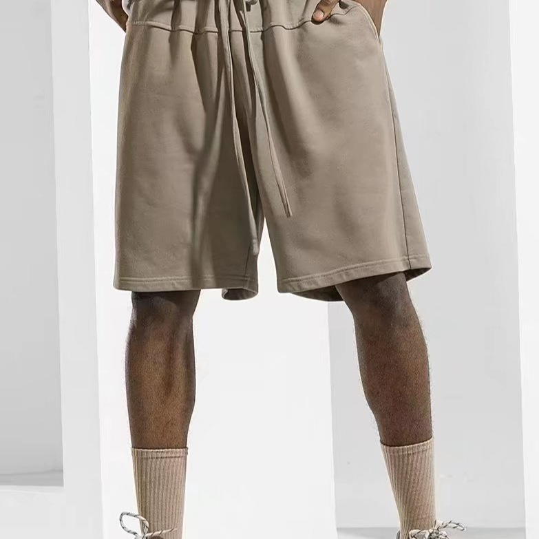 Pantalones cortos casuales de verano para hombres, marca de moda ins, color sólido, color de contraste simple, pantalones deportivos de cinco puntos colgantes rectos sueltos casuales