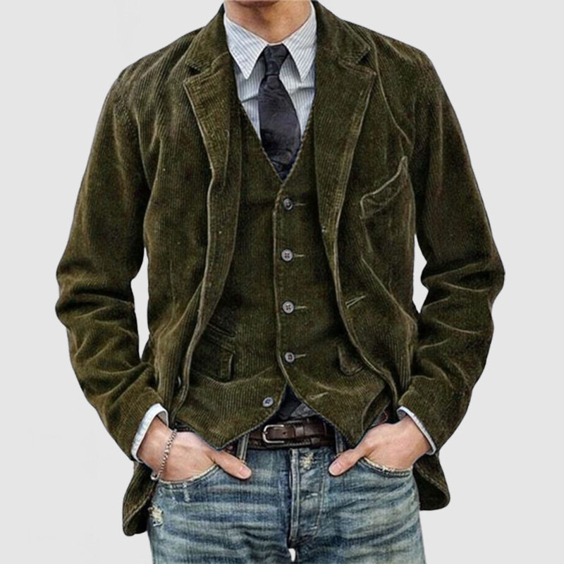 Herrenbekleidung Anzüge für Herren im Frühjahr und Herbst, Cordanzugjacken und Westen für Herren_voghion.com