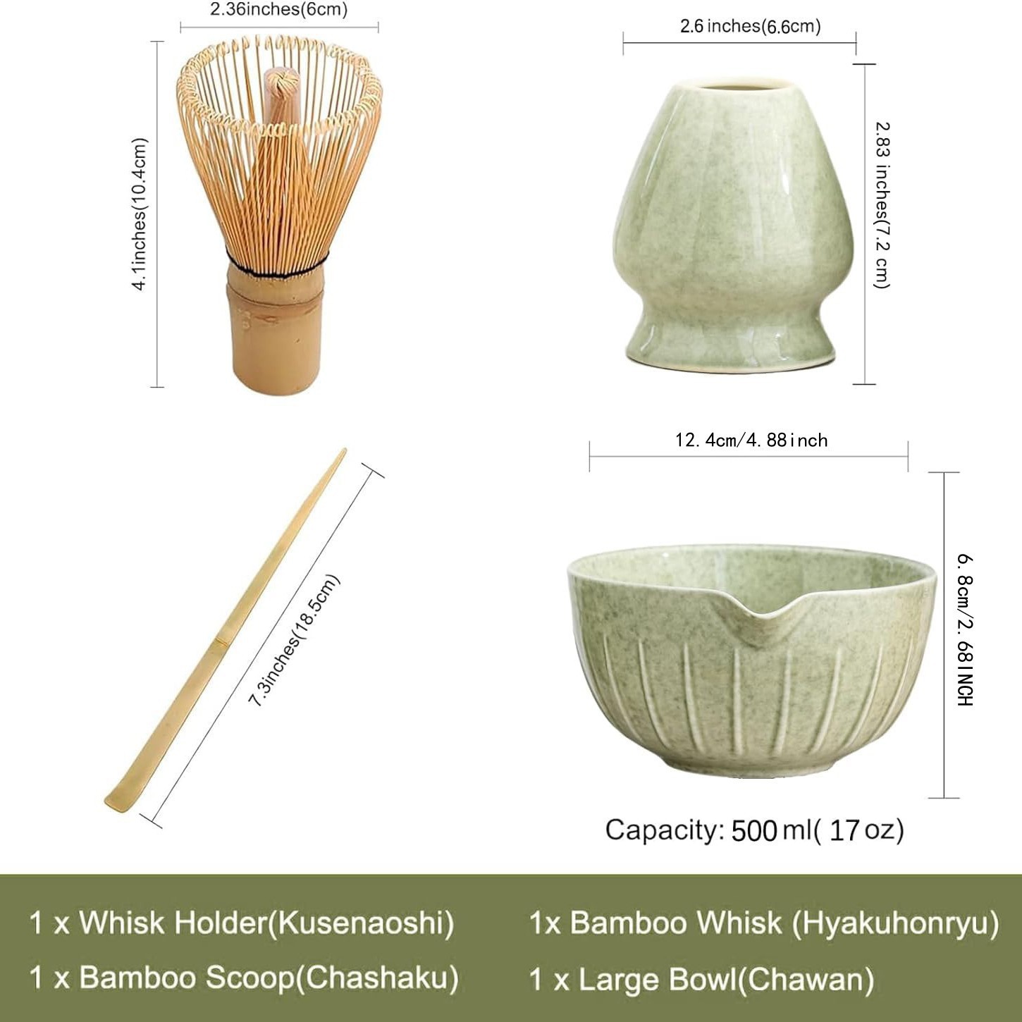 Conjunto de herramientas de matcha de cerámica transfronteriza con cuenco de boca, herramientas de orden de té, cuenco de matcha japonés con conjunto de paneles de té