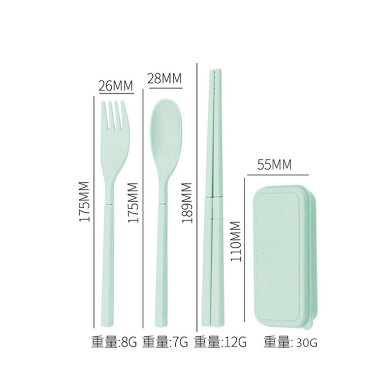 [녹색] 밀 접이식 포크, 숟가락, 젓가락