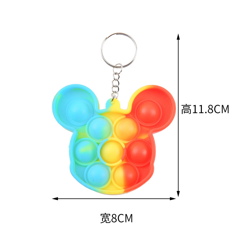 Creativo dedo presión burbuja Le desprimir juguetes para niños pequeño arco iris llavero colgante pequeño regalo para jardín de infantes