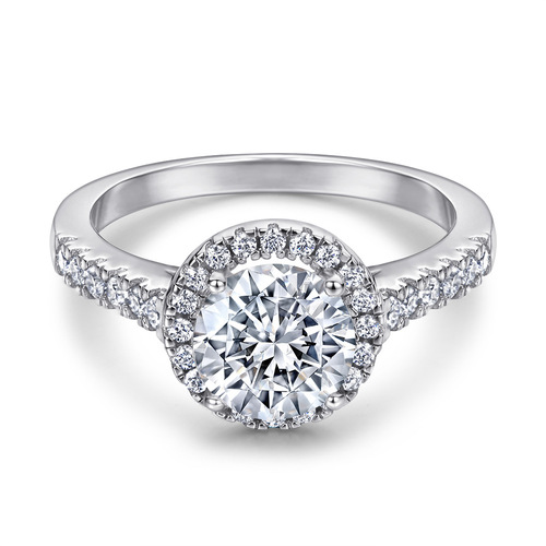Tonglin 1 carat simulated diamond ring S925 silver ring women's simple and stylish 18K white gold wedding proposal ring