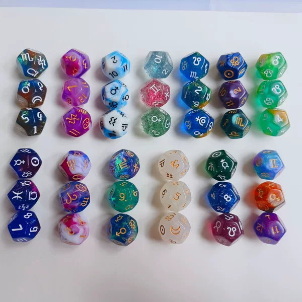 12-sided Multicolor Star Symbol Dice Twelve-sided Constellation dice D12 game Lucky Star Thrower Sieve DICE
