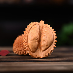 崖柏榴蓮仿真木雕文玩手把件按摩球創意家居桌面木製工藝品小擺件