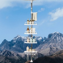 不锈钢顶天立地浴室多功能免打孔分层置物架家用卫生间置物三角架