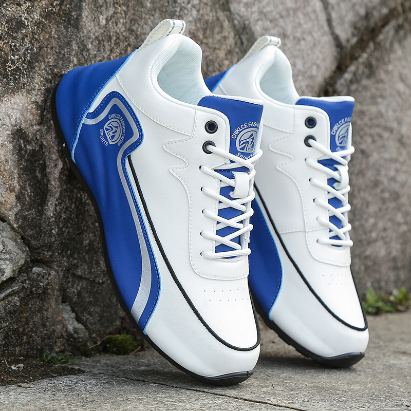 Herren Racing Sneaker Freizeitschuhe Klassisch Weiß Blau Design_voghion.com