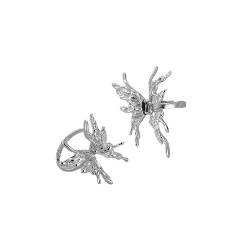 Liquid biochemical butterfly ring S925 sterling silver Seiko exaggerated streamline ring Korean original single style ring wholesale