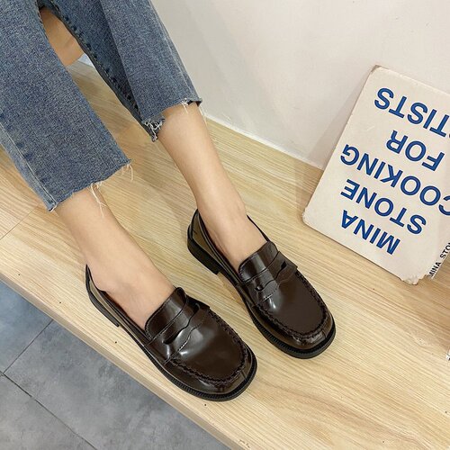 Original school supply shoes JK shoes low medium heel college style Japanese round head uniform shoes Loafers for women