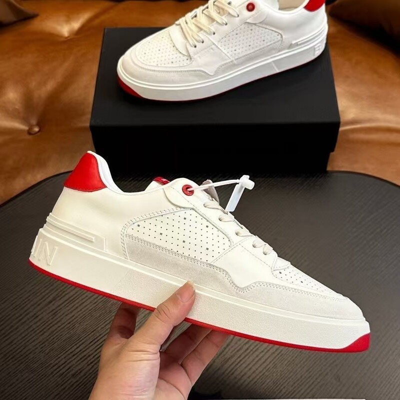 European Balmain New Men's Shoes Trendy High-End Fashion Genuine Leather Casual Men's Shoes Comfortable Versatile Sports Sneakers