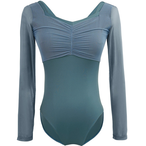 Dance clothing, classical dance clothing, gymnastics clothing, adult women's mesh practice clothing, body suit, long-sleeved ballet jumpsuit