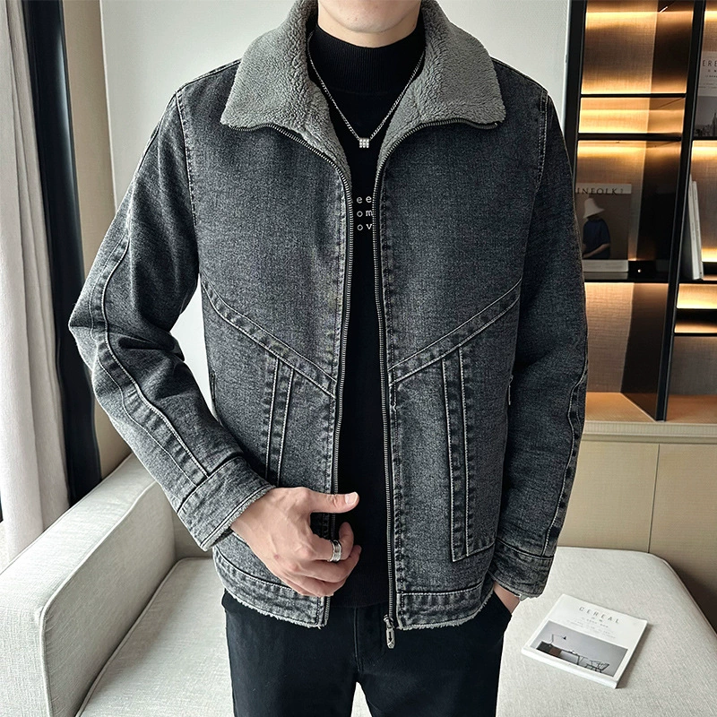 2023 осенне-зимний Повседневный простой джинсовый мужской выстиранный винтажный Топ больших размеров, молодежное мужское теплое пальто, прилив