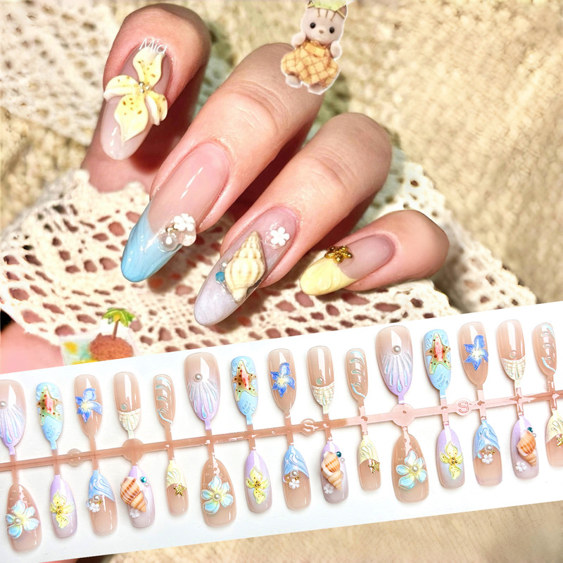 Island Three-Dimensional Niche Seaside Vacation Ocean Advanced Wear Armor Ins Atmosphere Carved Long Nail Art Patch Island Three-Dimensional Niche Seaside Vacation Ocean Advanced Wear Armor Ins Atmosphere Carved Long Nail Art Patch