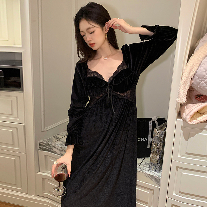 法式睡衣女秋冬季新款甜美风长袖连体宽松高级感家居服冬季可外穿|undefined