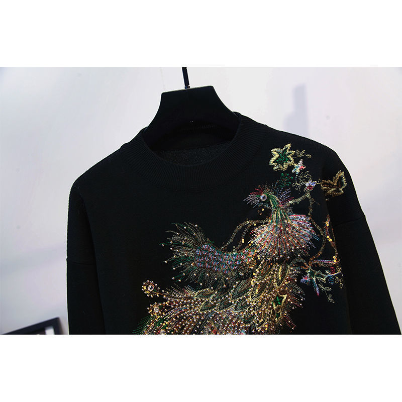 Women's Clothing Large Size Women's Clothing New Peacock Sequins Long Sleeve Fashion Velvet Sports Two Piece Casual Suit Female Autumn_voghion.com