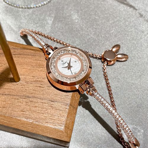 Light luxury women's watch SKHL time and space corridor rhinestone women's fashion shell surface temperament quicksand dial niche bracelet watch