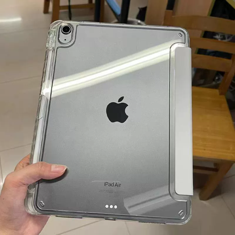 Совместимо с 2024 iPad, плоская оболочка 10pro11 дюймов, тройное складывание, кристалльно-прозрачный акриловый чехол для iPad с отверстием под стилус