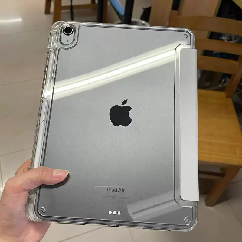 Совместимо с 2024 iPad, плоская оболочка 10pro11 дюймов, тройное складывание, кристалльно-прозрачный акриловый чехол для iPad с отверстием под стилус