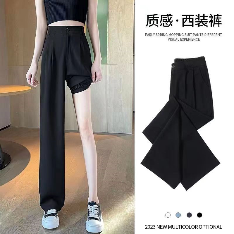 Suit Wide-leg Pants Women's Spring and Autumn Summer 2023 New High Waist Draping Straight High-grade Slimming Black Casual Pants