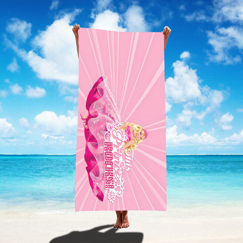 跨境外贸芭比娃娃沙滩巾超细纤维浴巾沙滩巾数码印花工厂直销毛巾-阿里巴巴