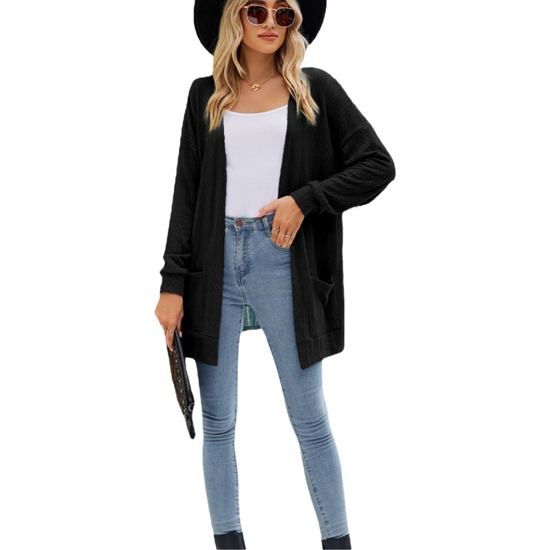 Cárdigan de Punto en Color Liso para Mujer de Algodón para Otoño image 1