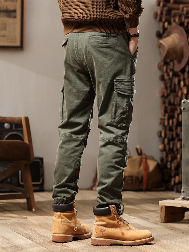 Hombres de moda nuevos pantalones de trabajo de bolsillo rectos de estilo americano 7606 pantalones largos