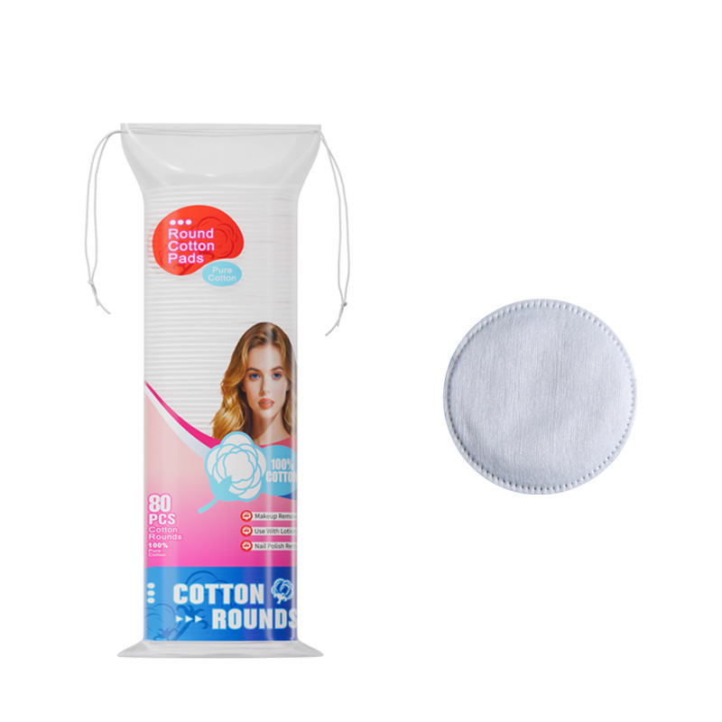 Discos de algodón redondos estilo inglés, algodón spunlace, algodón acolchado compuesto de tres capas, discos desmaquillantes con borde cosido y relieve, engrosados.