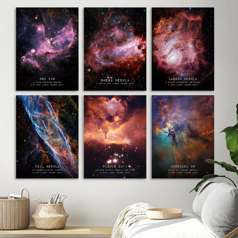 Outer space nebula poster decorative painting canvas painting core inner frame painting bedroom wall hanging painting support drawing spray painting