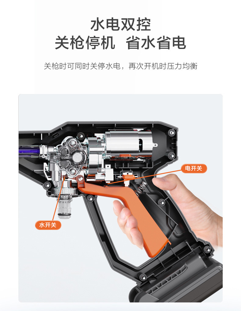 Lithium battery wireless high-pressure car washing machine high-pressure water pump portable household car washing artifact car washing handheld water grab