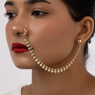 European and American Cross-Border Jewelry Wholesale Personalized Design Love All-In-One Nose Ring Earrings Women's Trendy Street Style Nose Clip