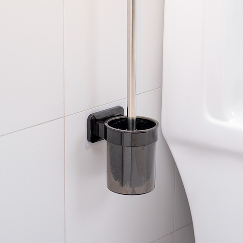 Stainless steel handle toilet brush seamless adhesive wall-mounted toilet cleaning soft-bristled toilet bathroom plastic cleaning brush