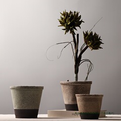 わびさび風レトロ陶器植木鉢多肉植物陶器古い杭鉢フラワーショップB&B小さな粗い陶器植木鉢