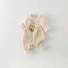 婴儿秋装背带裤套装春秋女宝宝两件套新生儿超萌公主洋气分体衣服