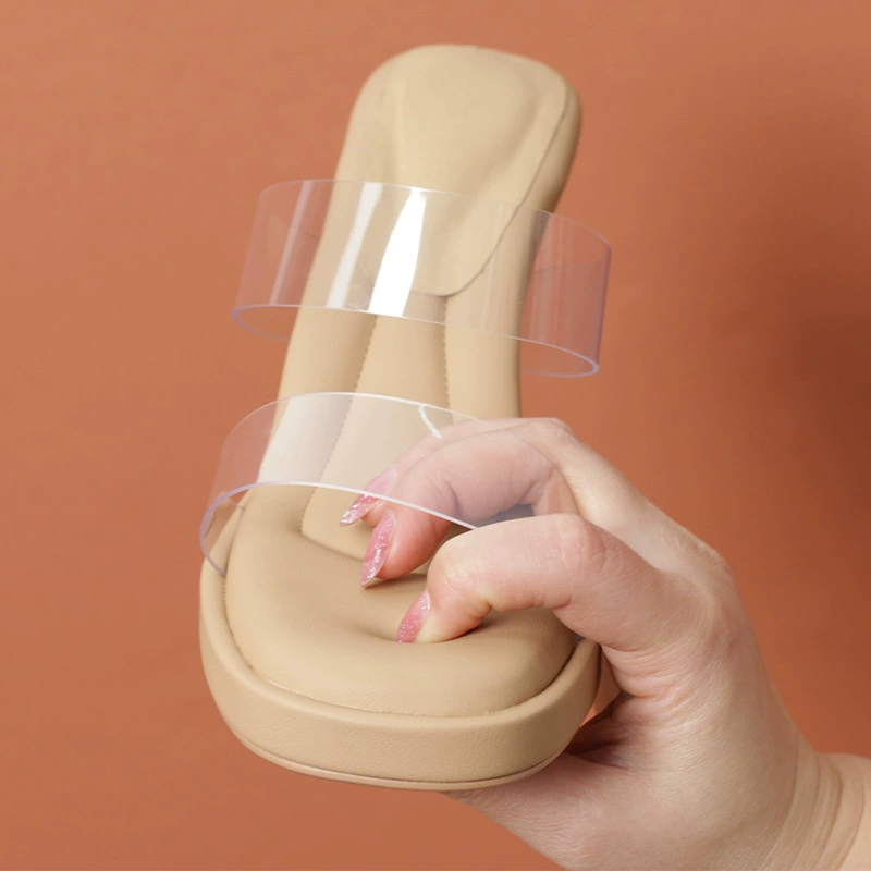 Ступать на фекалии с толстым дном водонепроницаемый стол прозрачный с высокими сандалиями на каблуках