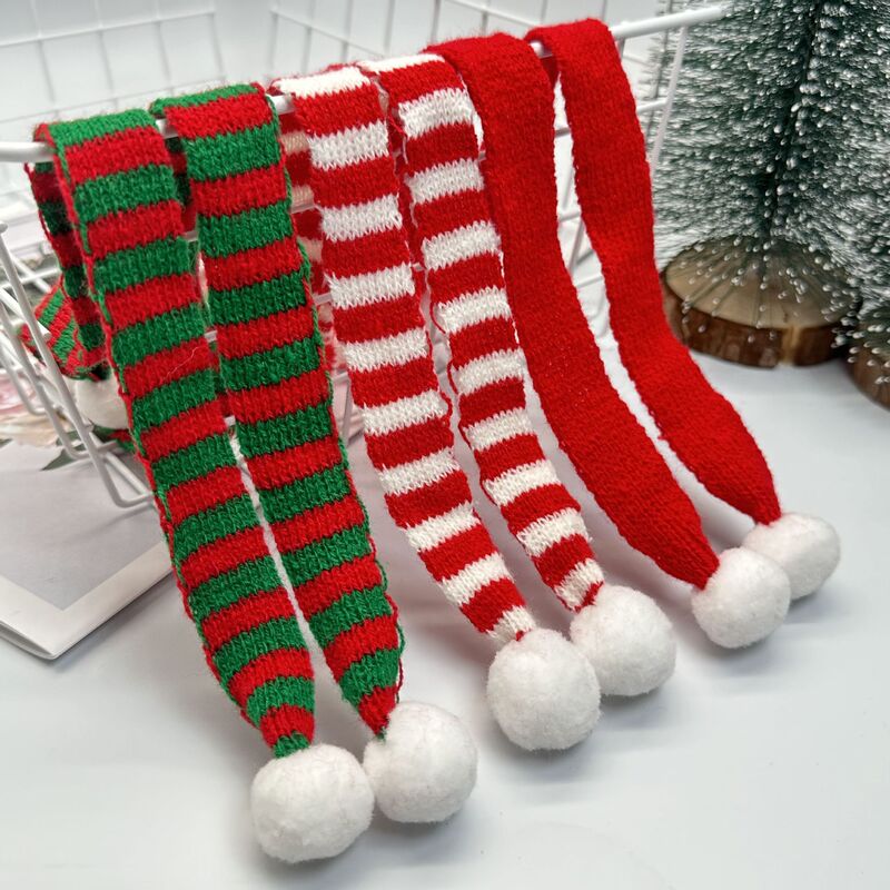Christmas mini scarf 30cm plush toy accessories small scarf Christmas decorations wool knitted small scarf