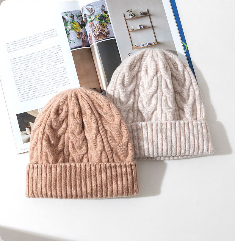 Big Waist Autumn And Winter New Knitted Hat Men's Hat Warm Women's Hat Cotton Wool Hat Thickened Fried Dough Twists Cold Hat_voghion.com