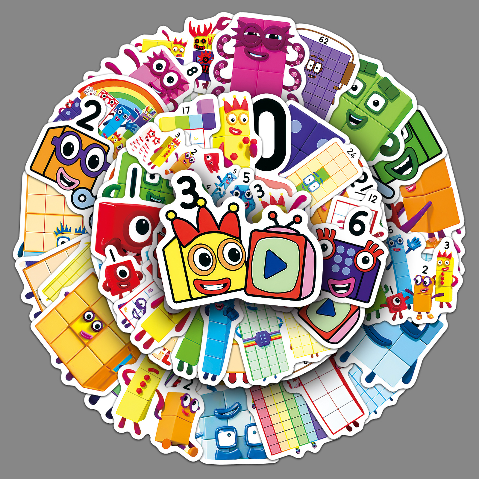 50 pegatinas numberblocks bloques de construcción iluminación digital animación de educación temprana transfronteriza pegatinas decorativas impermeables image 1