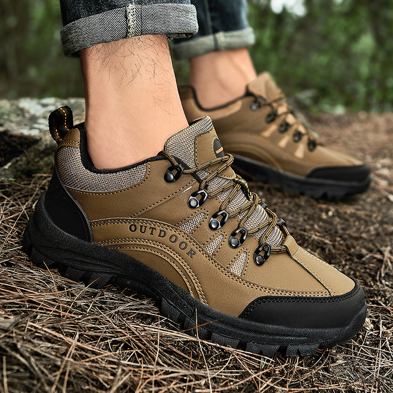 Zapatos de senderismo transfronterizos de talla extra grande 49 para hombre, zapatos deportivos para exteriores de otoño e invierno, zapatos de montañismo de cuero de caña baja, venta al por mayor y envío directo en pequeñas cantidades.