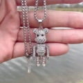 Full rhinestone暴力 bear + 3.0*70cm pearl chain