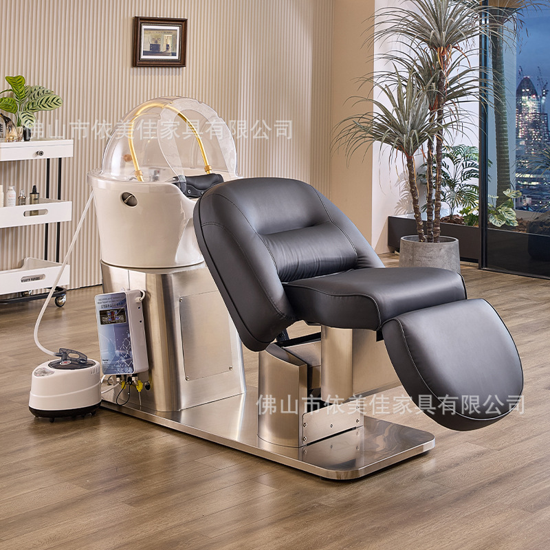 Exportación de cama de lavado de cabello eléctrico de alta gama, cama de lavado de agua semicontraída, salón de peluquería especial, cuenca de cerámica de belleza, peluquería